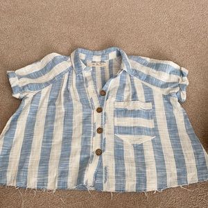 Free People Women’s cropped linen blouse